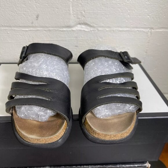 Mephisto Women's Strappy Sandals Black Leather Buckle Slip On Size 40 EU/10 US - Picture 1 of 8